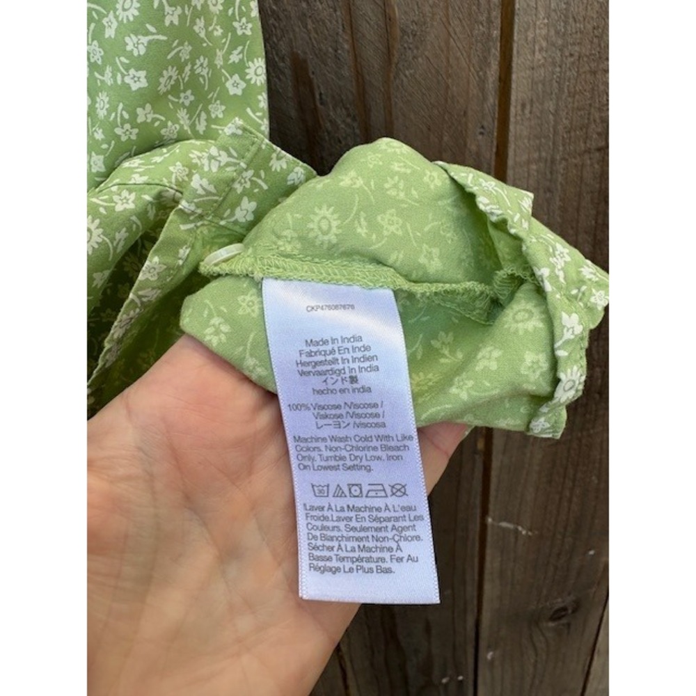 Madewell Womens Green Floral Puff Sleeve Button Front Mini Dress - Picture 3 of 4